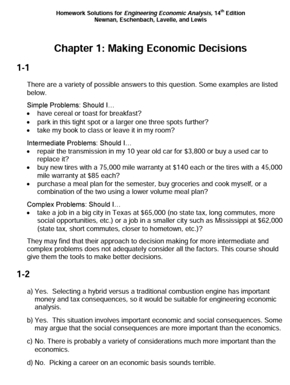 [Solution Manual] Engineering Economic Analysis (14th Edition) BY Newnan - Pdf